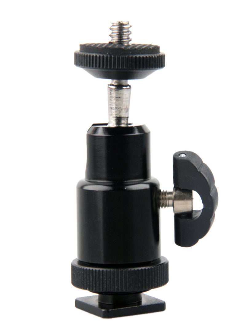 ANDOER Aluminium Alloy Mini Ball Head 1/4" Mount with Flash Shoe for DSLR SLR DC Camera Mini DV Monitor etc - Image 3